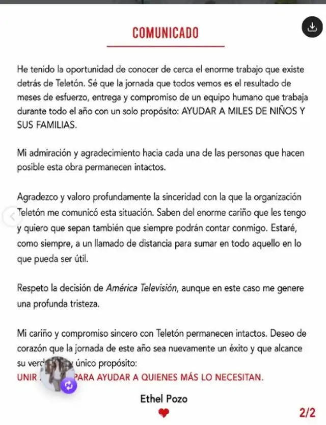Usuarios REACCIONAN al comunicado de Ethel Pozo tras quedar FUERA de la Teletón 2026: “Cuando su mamá... Usuarios REACCIONAN al comunicado de Ethel Pozo tras quedar FUERA de la Teletón 2026: “Cuando su mamá...