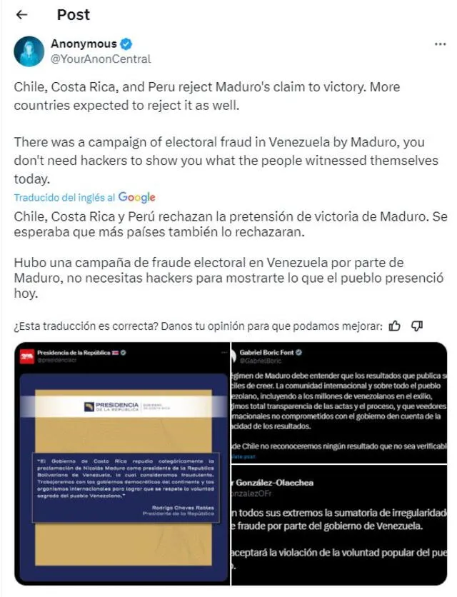 Anonymous le declara la guerra a Nicolás Maduro y expone fraude electoral en Venezuela: “El pueblo presenció”