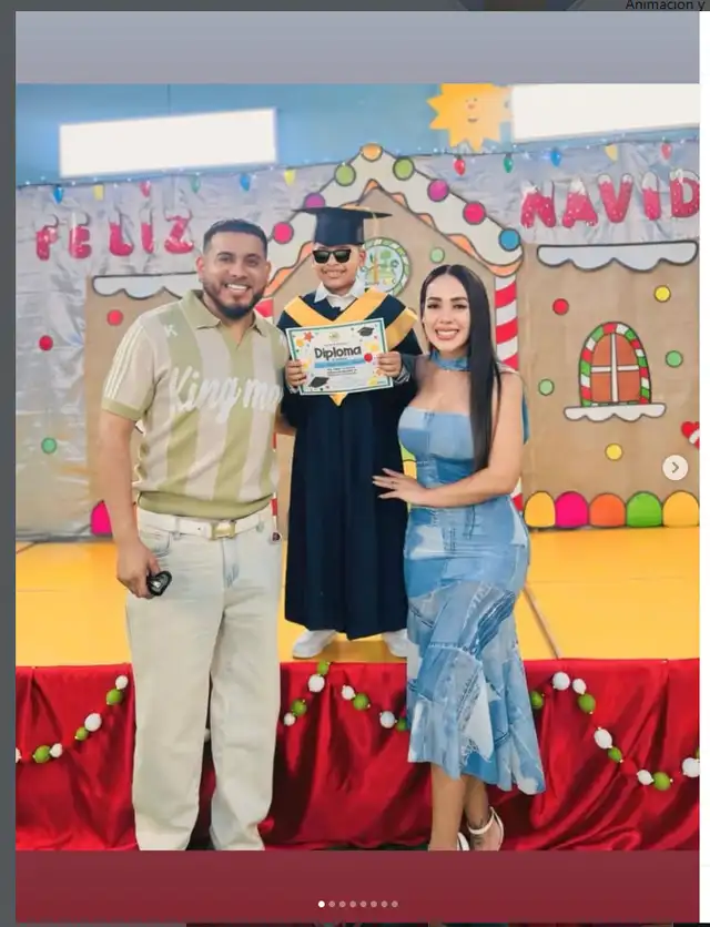 Dorita Orbegozo muy feliz junto a su mejor hijo y el padre, Pablo Donayre. Foto: Instagram.   