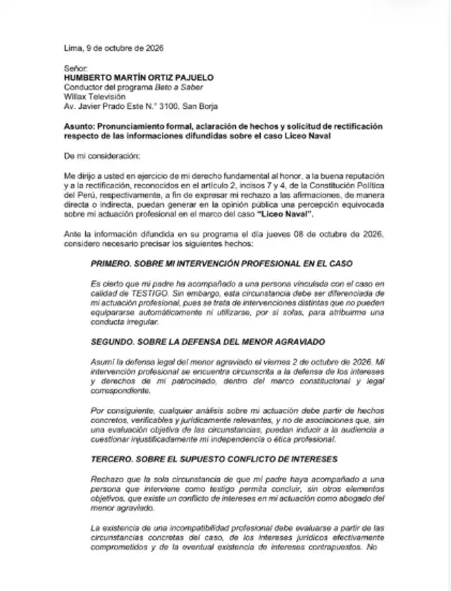 Nuevo abogado de víctima de Liceo Naval se pronuncia sobre su padre, quien defiende a presunto agresor