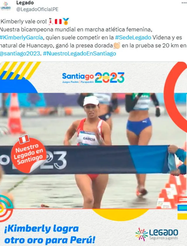 Legado felicitó a Kimberly García por ganar la medalla de oro.