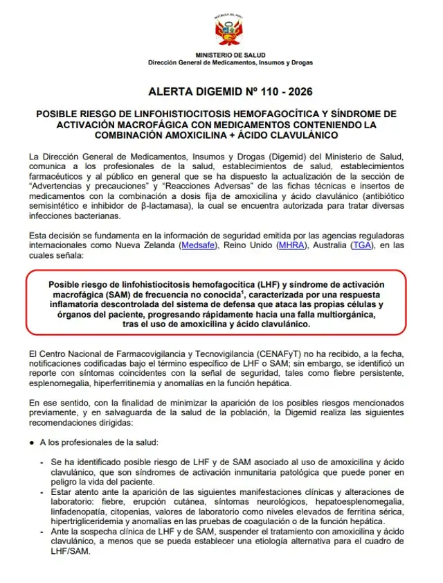 Alerta Digemid N° 110-2026