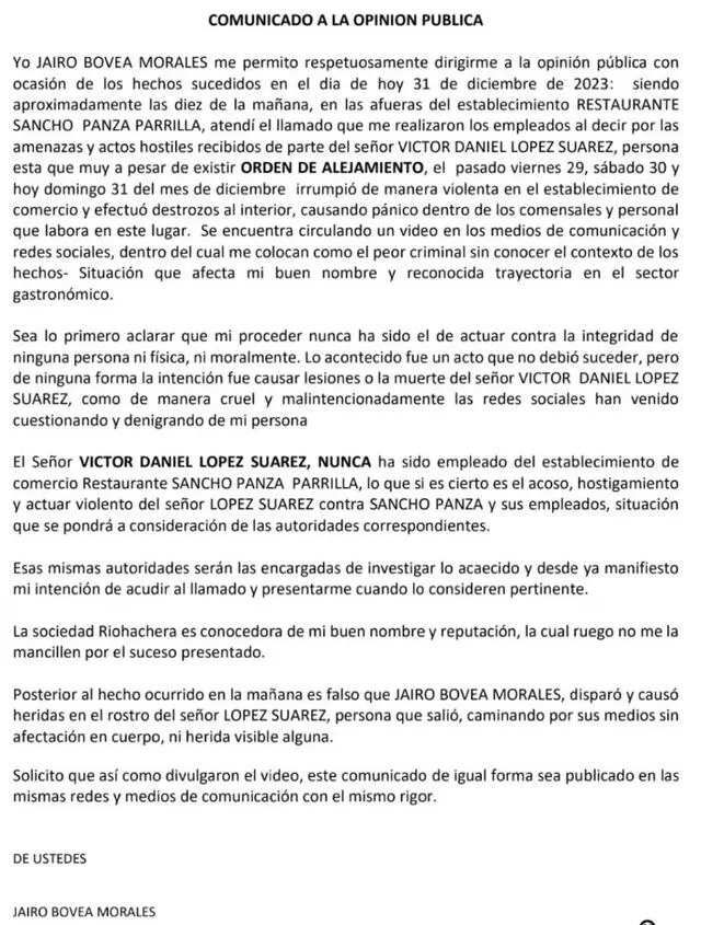 Joven reclama su liquidación y su exjefe lo atropella por la espalda