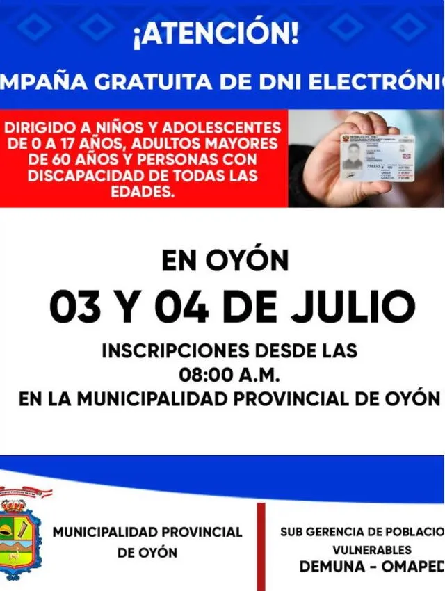 Campaña de DNI en el distrito de Oyón.  