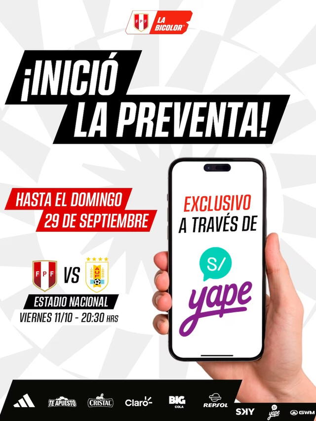 Entradas Perú vs. Uruguay INICIÓ la preventa en Yape