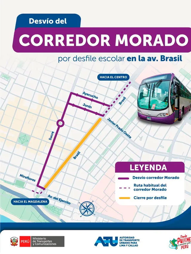 Desvío corredor morado Desvío corredor morado