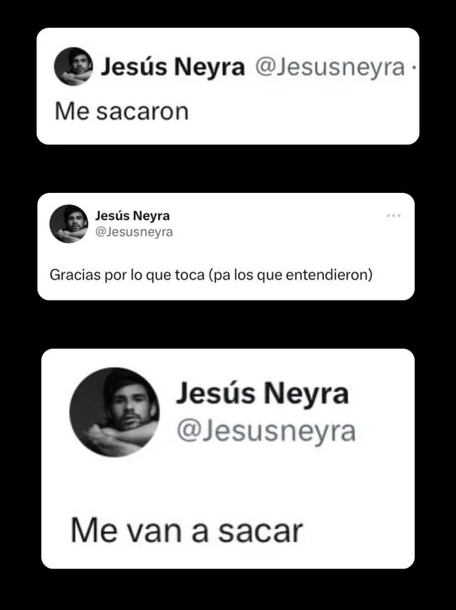  Tweets difundidos por usuarios de la cuenta personal de Jesús Neyra, los cuales ya quito de redes.    