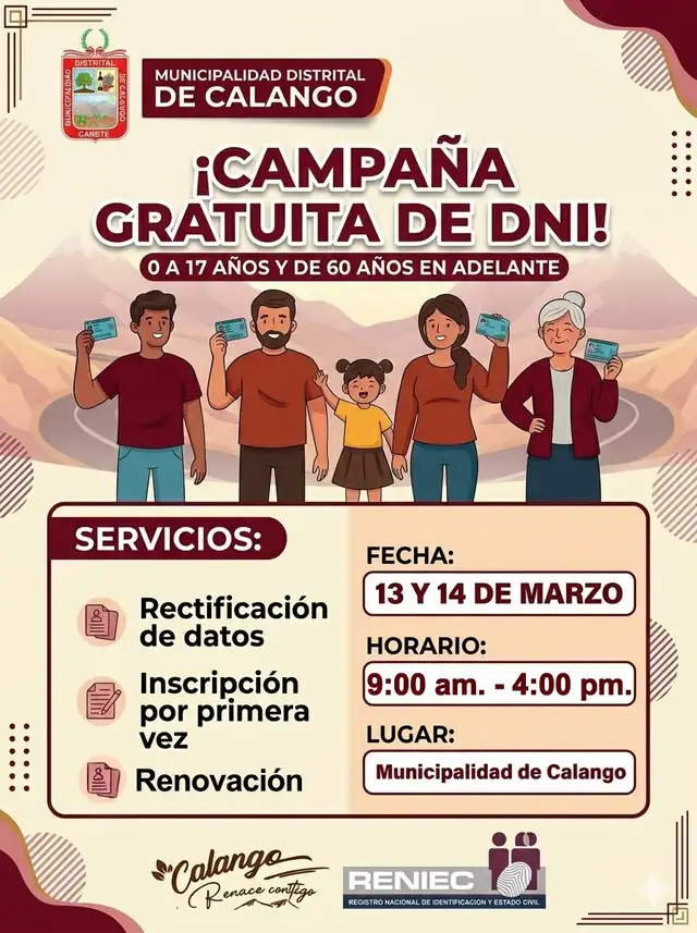 DNI electrónico en el distrito de Calango.