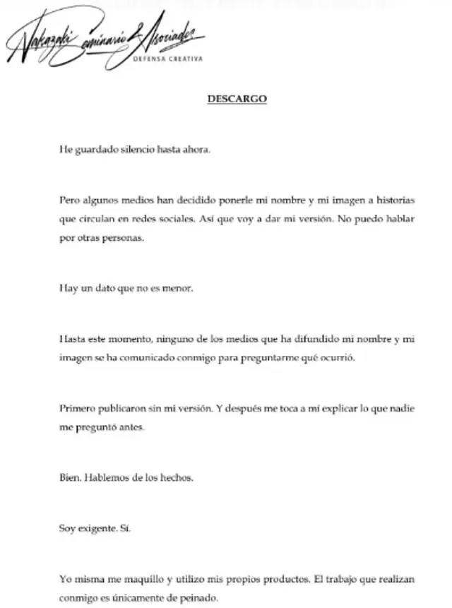 Alvina Ruiz comparte un comunicado defendiéndose.