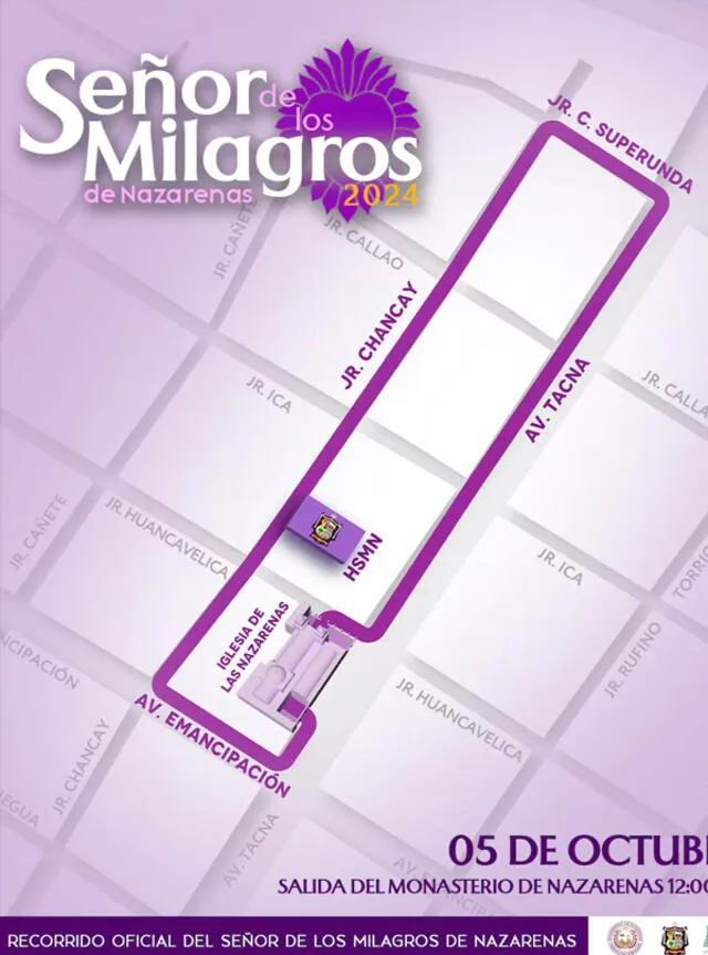 recorrido del señor de los milagros 2024 | lima | procesión cristo moreno