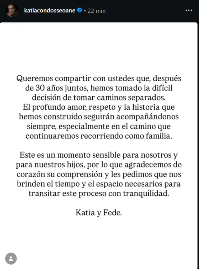 Katia Condos comunicado