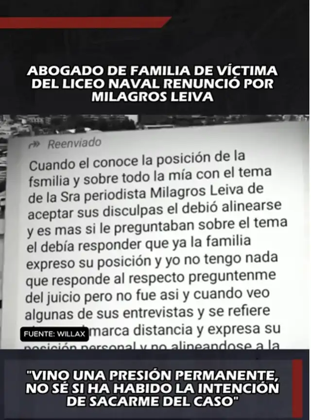 Mamá de víctima de Liceo Naval se pronuncia tras renuncia de su abogado y fuertes acusaciones en su contra junto a Milagros Leiva