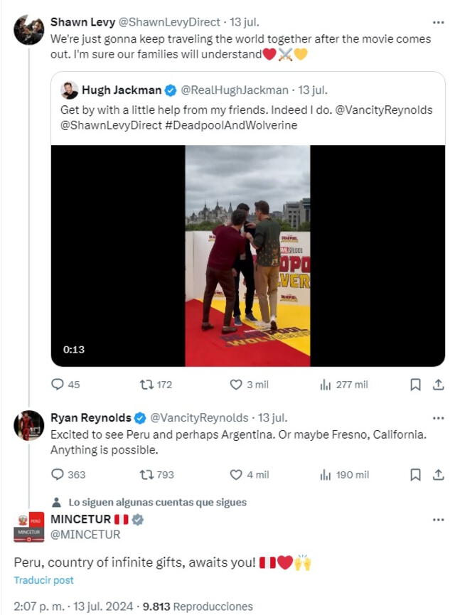 Ryan Reynolds coquetea con la posibilidad de llegar al Perú.