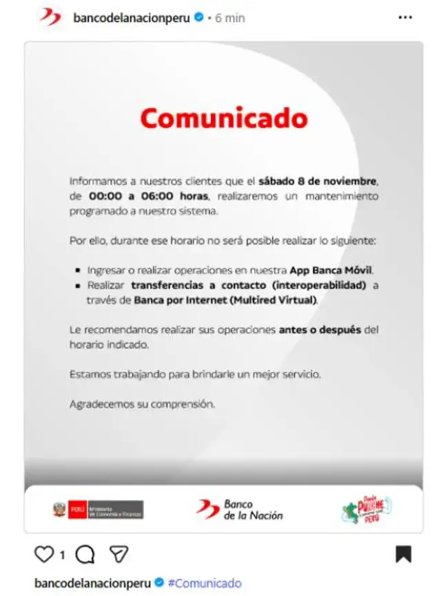 Banco de la Nación suspenderá todos sus servicios, transferencias y más a nivel nacional: conoce la fecha y hora exacta