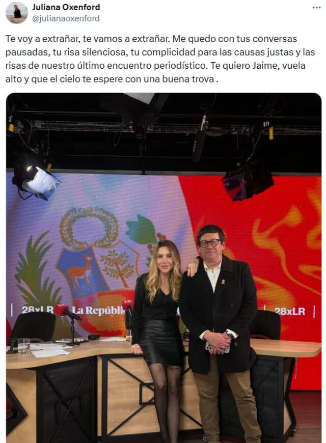 <strong> Juliana Oxenford sobre fallecimiento de Jaime Chincha</strong> <strong> Juliana Oxenford sobre fallecimiento de Jaime Chincha</strong>