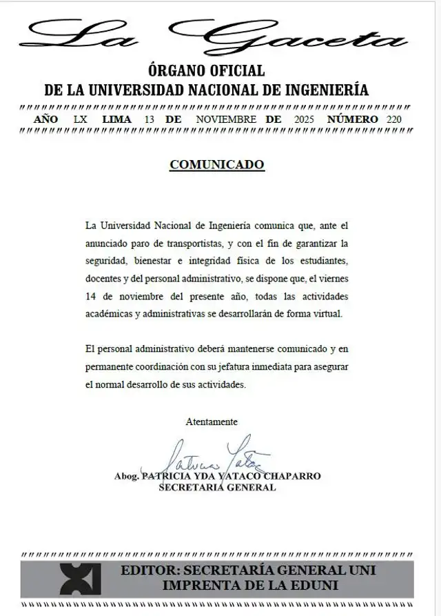 Universidad de Ingeniera (UNI). Universidad de Ingeniera (UNI).