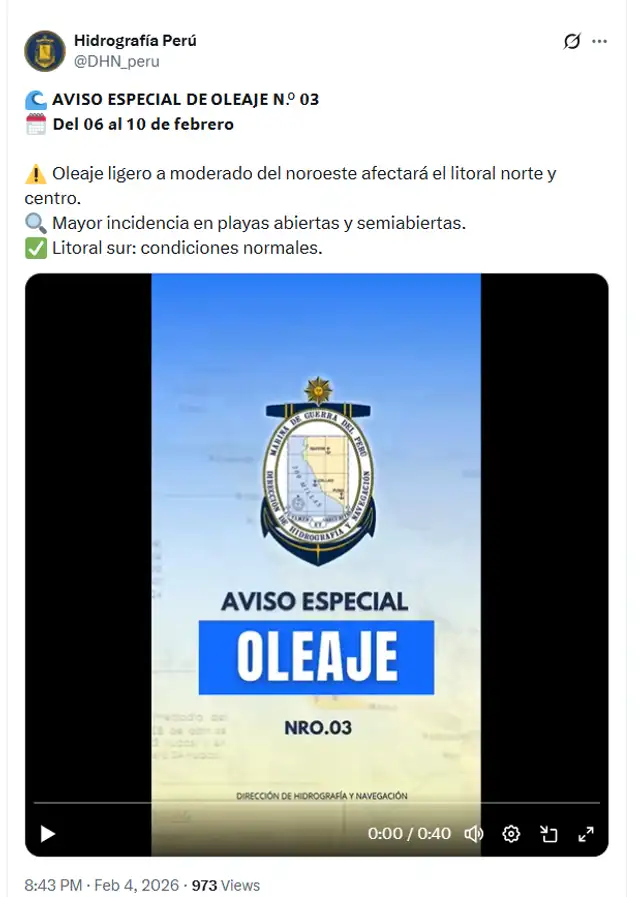 Oleaje anómalo afecta el litoral y la Marina de Guerra emite alerta nacional.