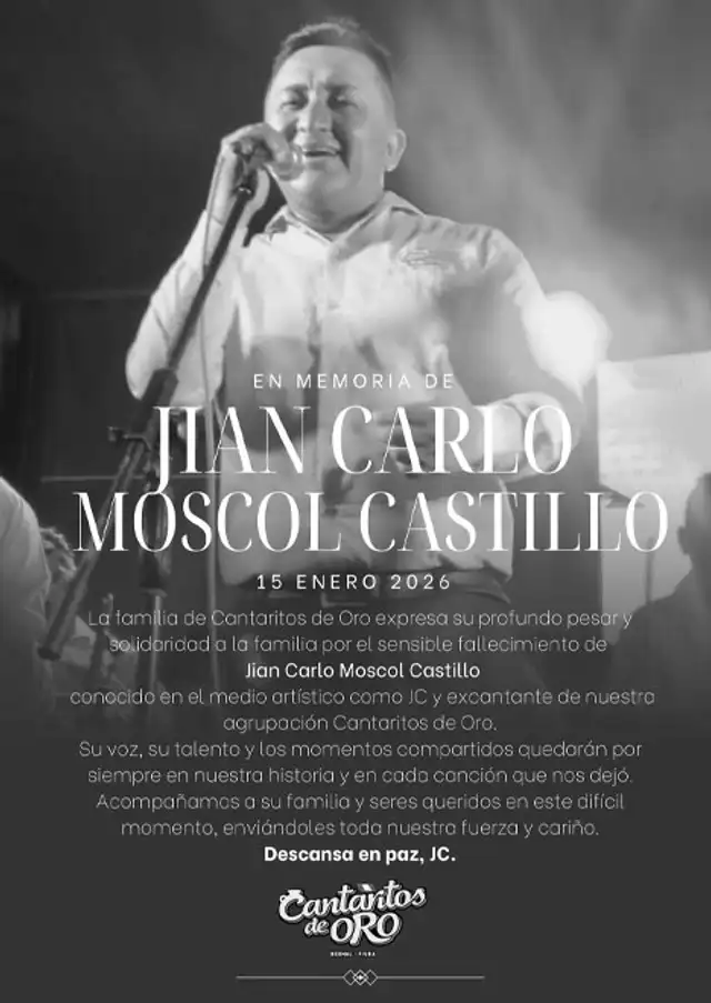 El grupo Cantaritos de Oro le dedicó un mensaje de despedida a Jian Carlos Moscol Castillo.  