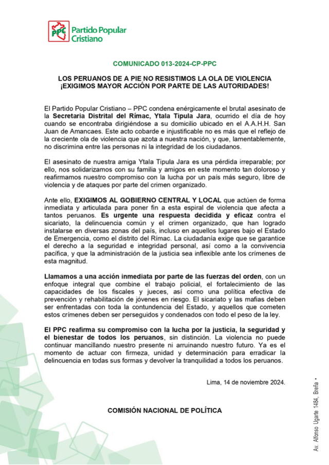 Rímac: asesinan a Ytala Tipula, excandidata a la alcaldía cuando se dirigía a su vivienda