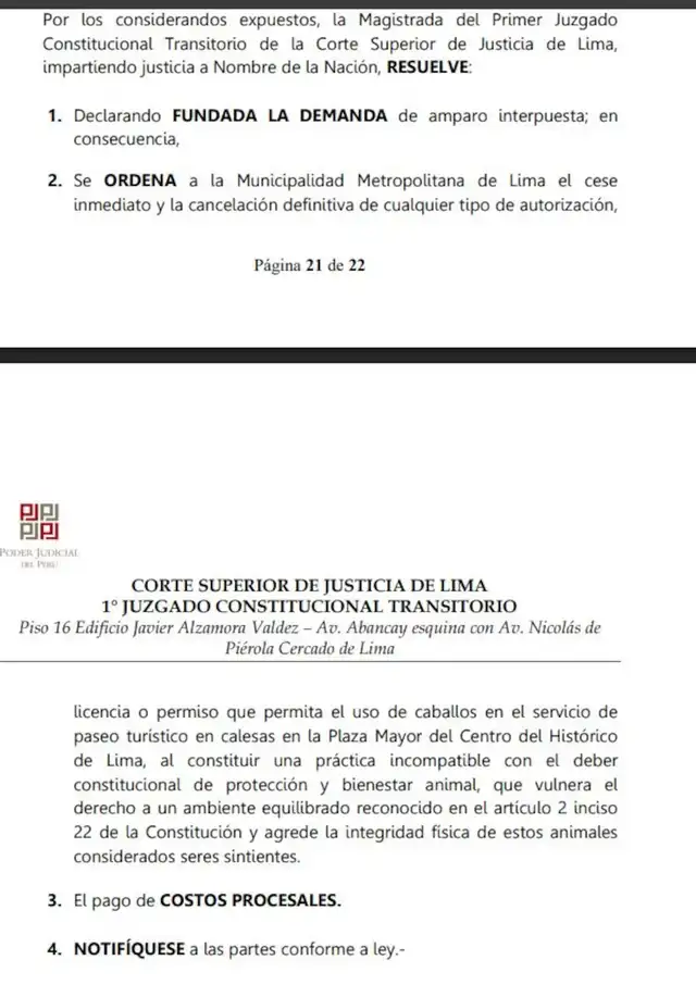 Prohíben definitivamente carrozas con caballos en Lima Metropolitana.