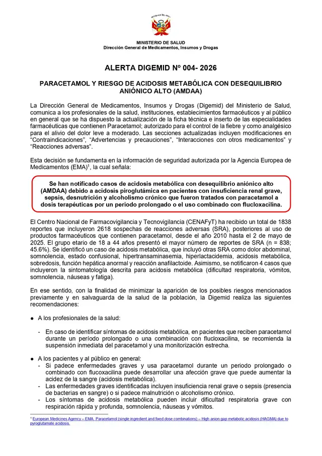 ALERTA DIGEMID Nº 004-2026.