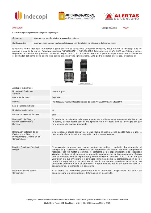 Indecopi advierte que estas cocinas podrían causar una fuga de gas. Indecopi advierte que estas cocinas podrían causar una fuga de gas.