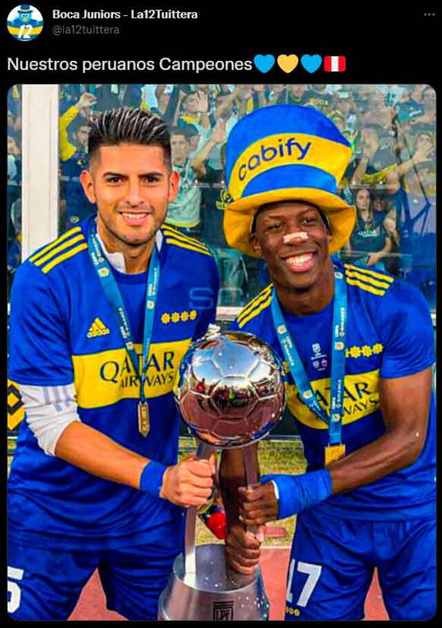 Zambrano y Advíncula alzaron un nuevo título con Boca Junios. / FUENTE: Twitter.   