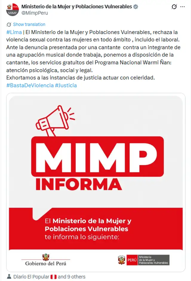Ministerio de la Mujer SE PRONUNCIA ante denuncia de Naldy Saldaña por GRAVE AGRESTÓN de director de La Bella Luz. Ministerio de la Mujer SE PRONUNCIA ante denuncia de Naldy Saldaña por GRAVE AGRESTÓN de director de La Bella Luz.