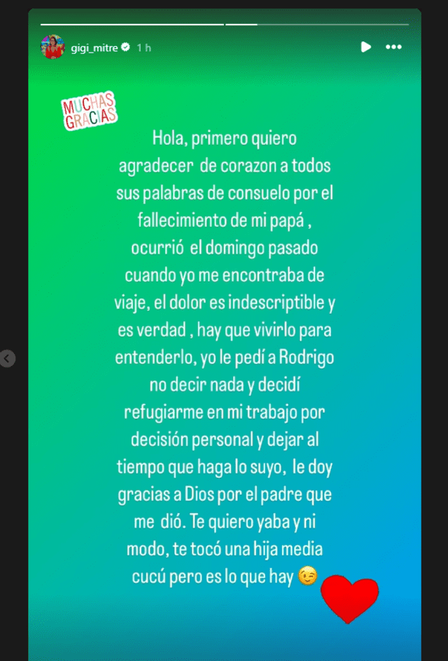  <strong>Gigi Mitre no quiso que fallecimiento de su papá se haga público</strong>.   