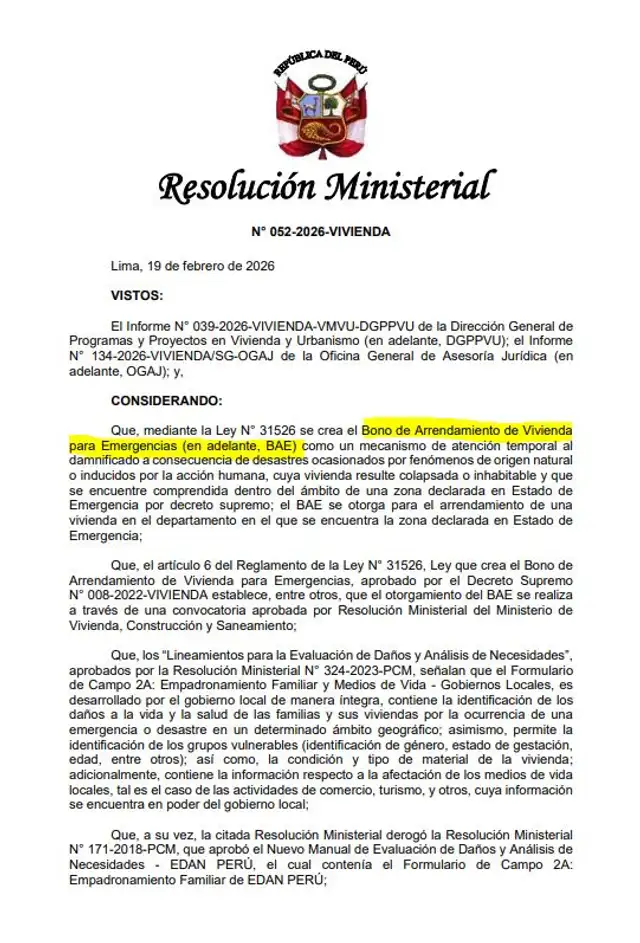 <strong> El bono BAE será entregado por el Ministerio de Vivienda</strong> <strong> El bono BAE será entregado por el Ministerio de Vivienda</strong>