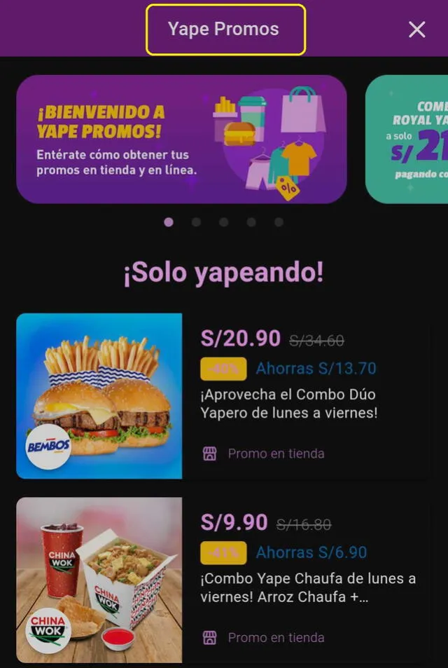 Puedes disfrutar de las promociones que te ofrece Yape.   