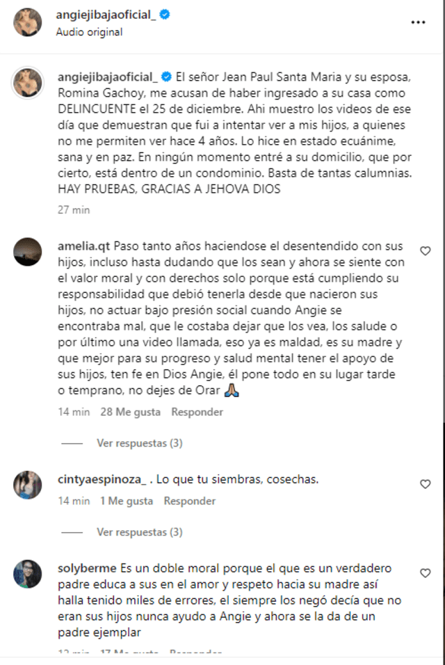 Angie Jibaja recibe apoyo de usuarios tras ser impedida de ver a sus hijos en Navidad.