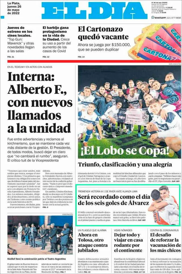 El Día, diario influyente en la ciudad de La Plata.   