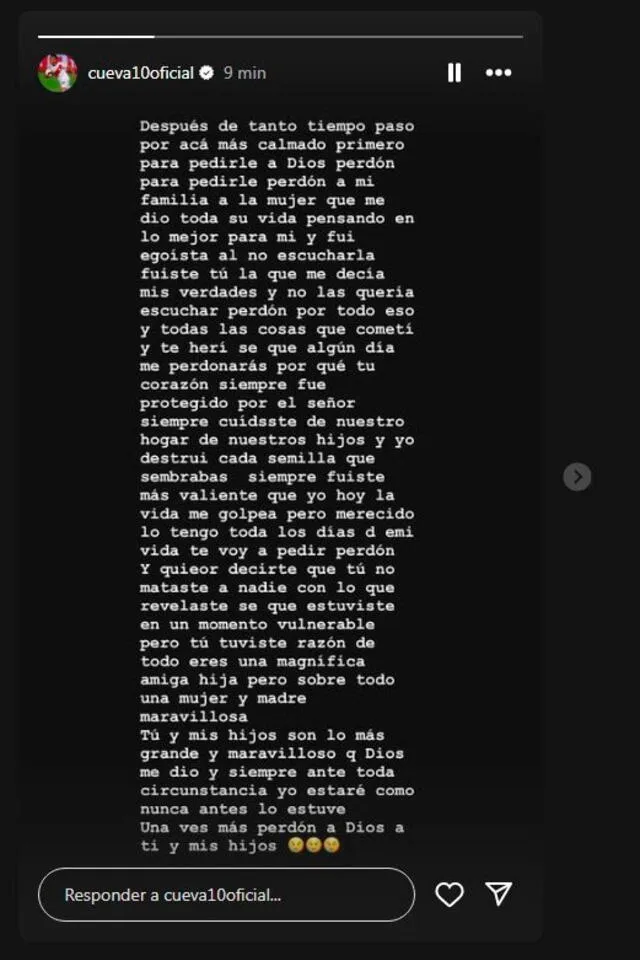 Christian Cueva y su extenso comunicado en Instagram.