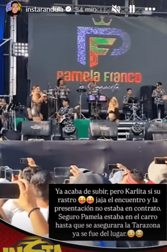 Pamela Franco subió al escenario media hora después en la Feria del Damasco.  