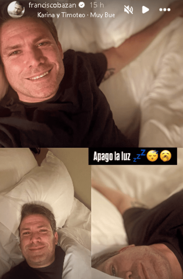 Paco Bazán compartió imagen donde aseguró que durmió solo. / Fuente: Instagram Paco Bazán compartió imagen donde aseguró que durmió solo. / Fuente: Instagram