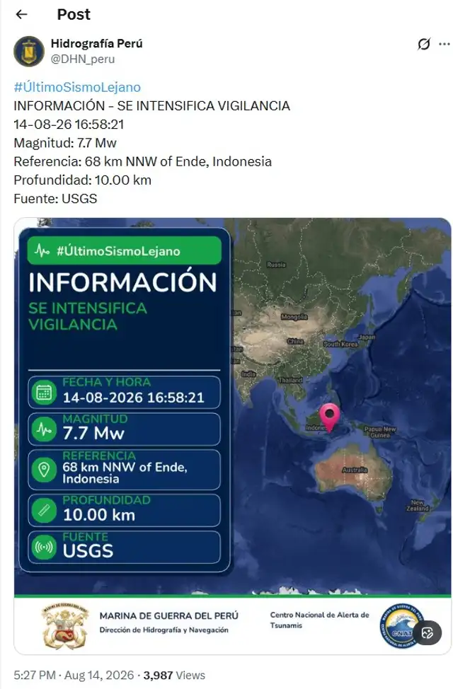 Terremoto de magnitud 7.7 sacude Indonesia: esto se sabe hasta ahora Terremoto de magnitud 7.7 sacude Indonesia: esto se sabe hasta ahora