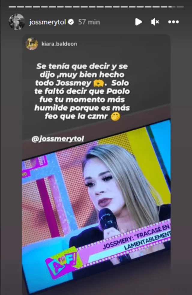 Jossmery Toledo se vacila con las reacciones de sus seguidores.