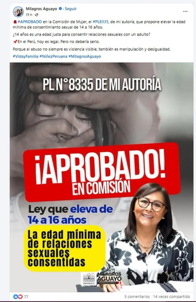 Congresista lo hizo público en sus redes sociales.