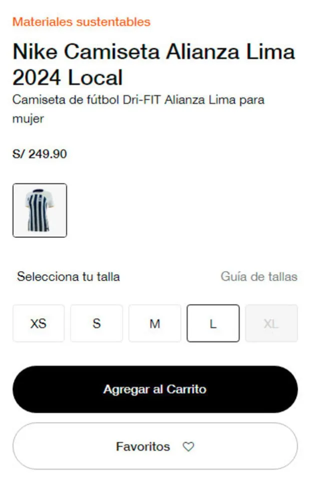 Alianza Lima ya vende sus camisetas en Internet. / Fuente: Nike.   