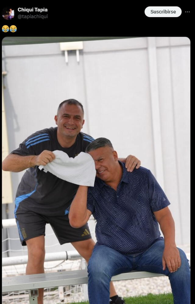 Claudio Tapia y Luciano Nakis ironizando lo sucedido en el Argentina vs. Canadá por las semifinales de la Copa América 2024.