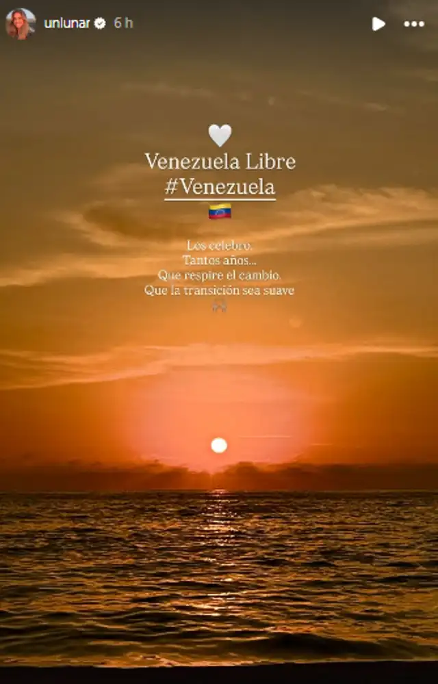 <em>Stephanie Cayo y su mensaje sobre la captura de Nicolás Maduro. Captura: Instagram</em>   