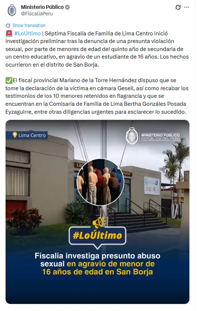 Comunicado del Ministerio Público.