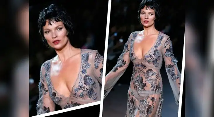 Kate Moss en sexy trasparencia de la colección otoño/invierno de Louis Vuitton