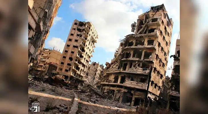 Edificiones en ruinas. Así o peor puede quedar territorio sirio.