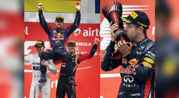 Fórmula 1: Sebastian Vettel alza la copa de tetracampeón del mundo