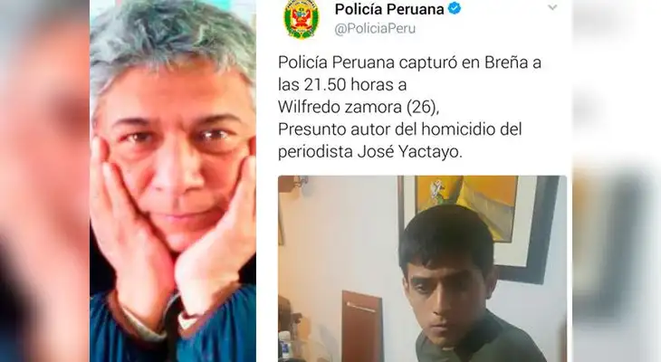 Wilfredo Zamora sería el presunto autor del asesinato del periodista José Yactayo