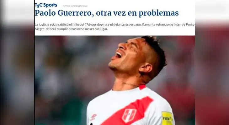 Paolo Guerrero: Prensa Mundial hace eco de su sanción Paolo Guerrero: Prensa Mundial hace eco de su sanción