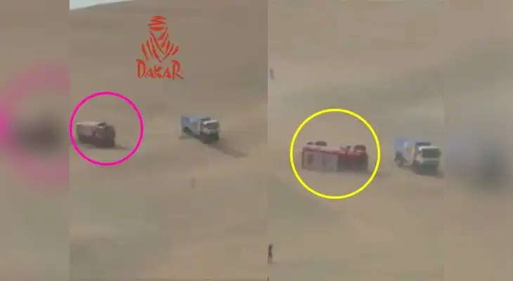 Camión se volcó en plena competencia de la tercera etapa del Dakar 2019 Camión se volcó en plena competencia de la tercera etapa del Dakar 2019