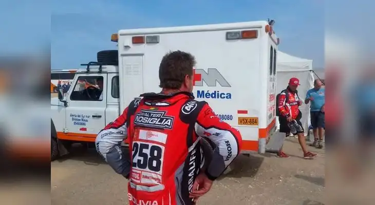 Piloto abandona el Dakar para acompañar a su hijo que sufrió accidente Piloto abandona el Dakar para acompañar a su hijo que sufrió accidente